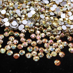 Gold Sparkle Flatback Rhinestone Flat Back Dance Costume DIY Rhinestones Nail Art Gem Jewel Diamond 1440 Pc SS3 SS6 SS10 SS16 SS20 Ships USA