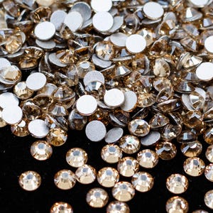 Champagne Flatback Rhinestone Flat Back Dance Costume DIY Rhinestones Nail Art Gem Jewel Diamond 1440 Pcs SS3 SS6 SS10 SS16 SS20 Ships USA