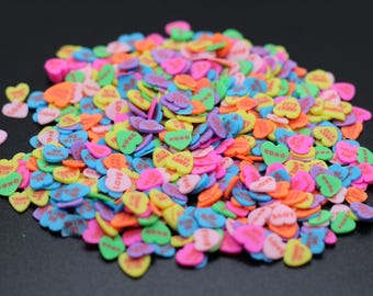 Conversation Hearts Polymer Clay Slice Valentine's Day Snowglobe Tumblers, Slime, Hair Gel, Nail Art, Jewelry, Resin, DIY, Crafting A10-3-2