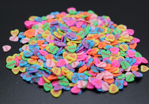 Conversation Hearts Polymer Clay Slice Valentine's Day Snowglobe Tumblers, Slime, Hair Gel, Nail Art, Jewelry, Resin, DIY, Crafting A10-3-2