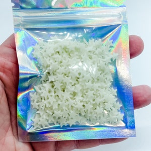 May include: A small iridescent resealable bag filled with white glow-in-the-dark star sprinkles.