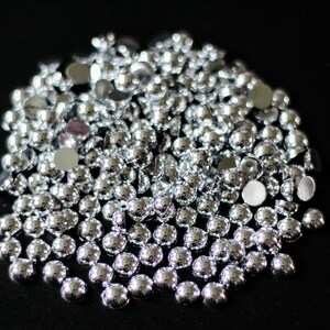 Silver Flatback Pearls Half Round Crafting, Jewelry Making, Shoe Embellishment, & DIY Projects High Quality Easy to Apply Resin Pearl Bead