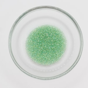 Light Green AB Glass Micro Beads for Nail Art, Pixie Mini, 5 Gram Jar, 1MM Size, Jewelry Craft Supplies, Embellishment, Undrilled