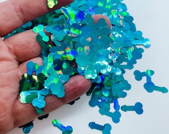Dark Aqua Penis Pecker Dong Weiner Johnson Dick Bachelorette Fun Party Confetti Chunky Poly Glitter Epoxy Tumblers Ships From USA C9-5-1