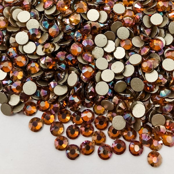 Amber Flatback Flat Back Rhinestone Rhinestones SS3 SS6 SS10 SS16 SS20 Ships From USA