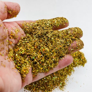 Shattered Gold Golden Holographic Poly Glitter Mix for Glitter Epoxy Tumblers Ships From USA D11-6-2