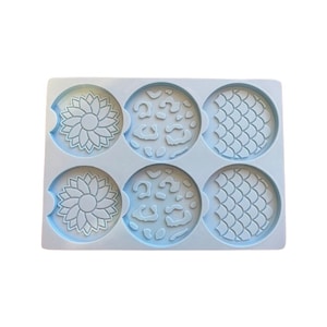 Two Sizes Leopard Mermaid Sunflower Car Coaster Etched Resin Craft Silicon Mold Round Ships From USA H18-2