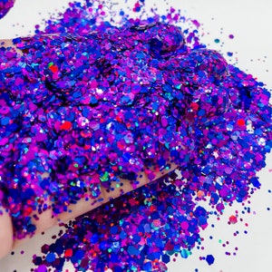 Vivacious Purple Blue Chunky Poly Glitter Mix for Glitter Epoxy Tumblers Ships From USA D4-5-2