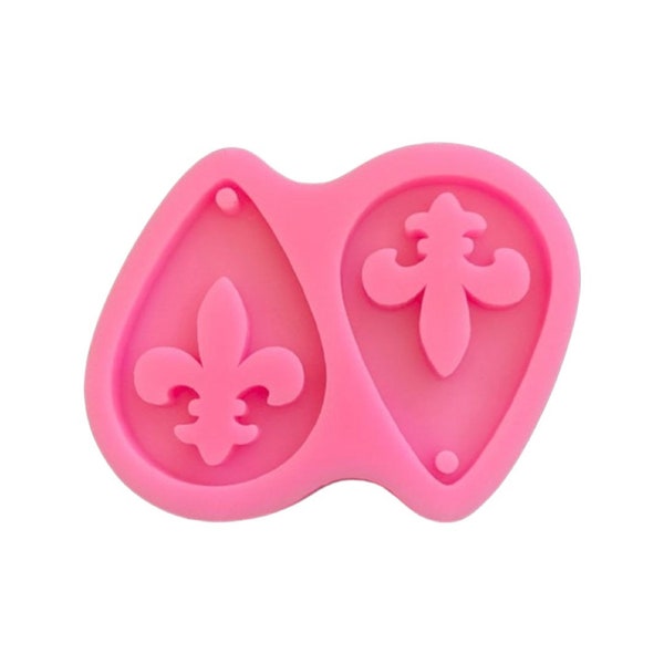 Fleur Fluer Di Lis Large Teardrop Drop Silicon Earring Earrings Mold Ships From USA H8-2