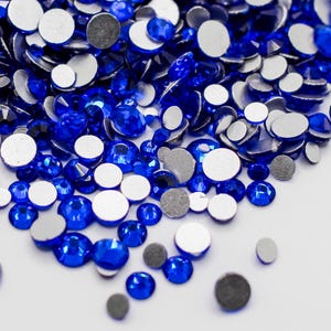 Cobalt Flatback Rhinestone MIX Bag 1440 Pc Blue Flat Back Dance Costume DIY Rhinestones Nail Art Diamond SS6 SS10 SS12 SS16 SS20 Ships USA