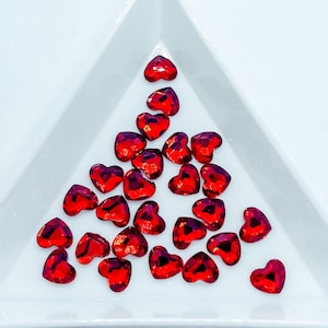 6MM Glass Siam Red Heart Shape Shaped Flatback Flat Back Rhinestones Valentines Day Nail Art Jewel Gem Ships From USA G7-3-4