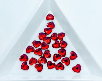 6MM Glass Siam Red Heart Shape Shaped Flatback Flat Back Rhinestones Valentines Day Nail Art Jewel Gem Ships From USA G7-3-4