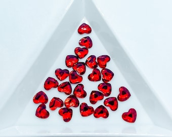 6MM Glass Siam Red Heart Shape Shaped Flatback Flat Back Rhinestones Valentines Day Nail Art Jewel Gem Ships From USA G7-3-4