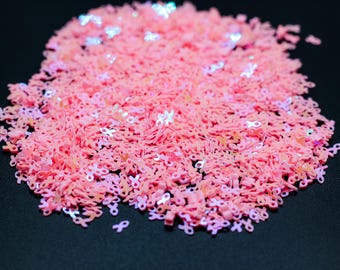 Pink Breast Cancer Awareness Ribbon Glitter Confetti Epoxy Tumblers, Birthday Party Decor, Craft Supplies, Scrapbooking, Card Making C9-2-3