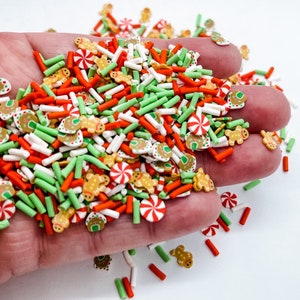 Christmas Gingerbread House Man Mix Sprinkle Slime Polymer Clay Slice Slices Fake Bake Nail Art Faux Craft Ships From USA A9-5-2