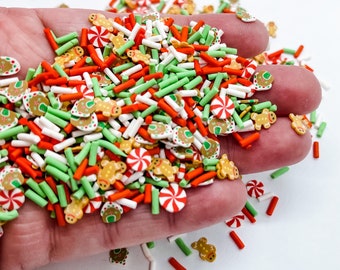 Christmas Gingerbread House Man Mix Sprinkle Slime Polymer Clay Slice Slices Fake Bake Nail Art Faux Craft Ships From USA A9-5-2
