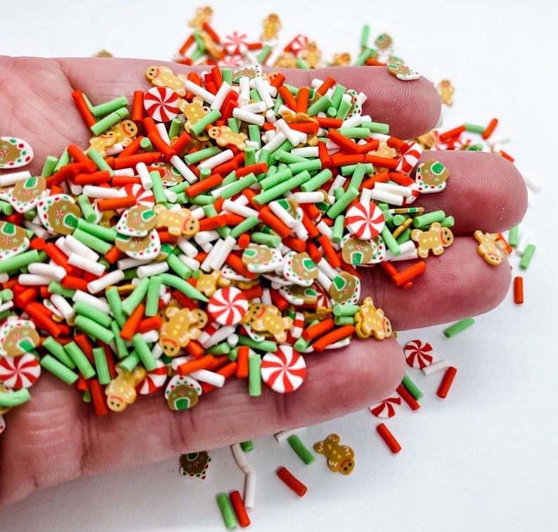 Christmas Gingerbread House Man Mix Sprinkle Slime Polymer Clay Slice Slices Fake Bake Nail Art Faux Craft Ships From USA 