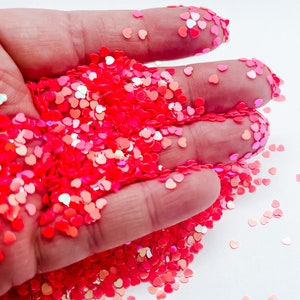 Red Orange Heart Hearts Love Fun Party Confetti Chunky Poly Glitter for Glitter Epoxy Tumblers Ships From USA C3-2-4