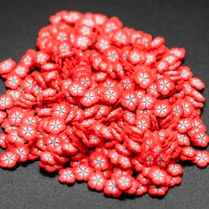 Red Poppy Flower Polymer Clay Slice Snowglobe Tumblers, Slime, Hair Gel, Nail Art, Jewelry, Resin, DIY Projects, Valentines Crafting A4-6-1
