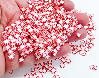 Christmas Peppermint Candy Pinwheel NON EDIBLE Slime Polymer Clay Slice Slices Fake Bake Nail Art Faux Craft Ships From USA A11-6-1