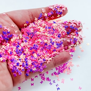Medium Pink Golden Iridescent Butterfly Butterflies Fun Party Confetti Chunky Poly Glitter for Glitter Epoxy Tumblers Ships From USA C1-5-4