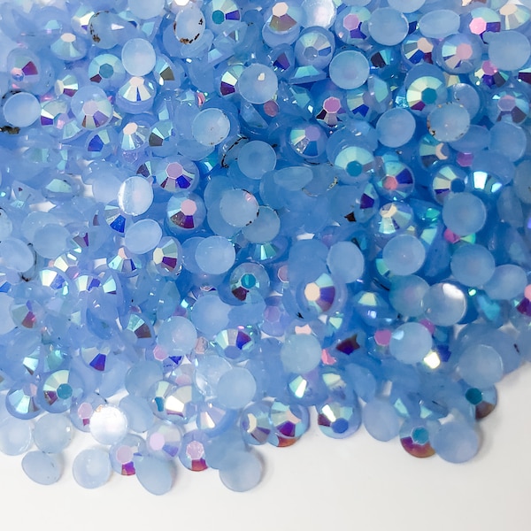 Light Blue AB Resin Jelly Rhinestone Rhinestones Non Hotfix Flatback Flat Back 2MM 3MM 4MM 5MM Ships From USA