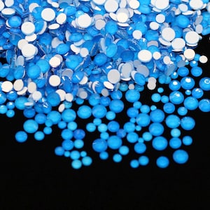 Neon Blue Flatback Rhinestone MIX Bag 1440 Pc Flat Back Dance Costume DIY Rhinestones Nail Art Diamond SS6 SS10 SS12 SS16 SS20 Ships USA