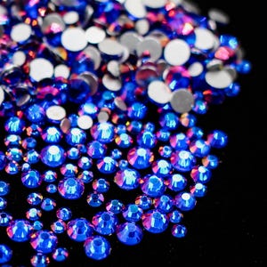 Rainbow Cobalt Blue Flatback Rhinestone Flat Back 1440 Pc MIX Bag Dance Costume DIY Nail Art Jewel Diamond SS6 SS10 SS12 SS16 SS20