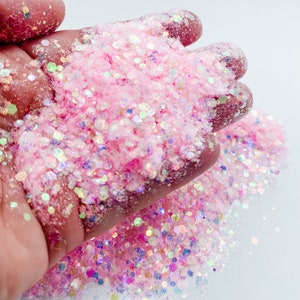 Frosted Pink Light Pastel Pale Chunky Poly Glitter Mix for Glitter Epoxy Tumblers Ships From USA D11-5-1