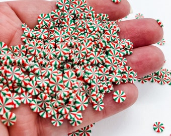 Christmas Red Green White Pinwheel Peppermint Sprinkle Slime Polymer Clay Slice Slices Fake Bake Nail Art Faux Craft Ships From USA A9-6-1