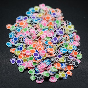 Dog Paw Mix Polymer Clay Slice for Snowglobe Tumblers, Slime, Hair Gel, Nail Art, Jewelry, Resin, DIY Projects, Crafting Puppy Pet A4-1-2