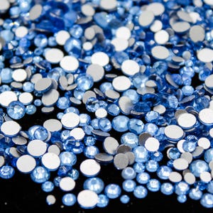 Sapphire Flatback Rhinestone MIX Bag 1440 Pc Blue Flat Back Dance Costume DIY Rhinestones Nail Art Diamond SS6 SS10 SS12 SS16 SS20 Ships USA