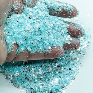 Icy Cold Winter Ice Snow Chunky Poly Glitter Mix for Glitter Epoxy Tumblers  Ships From USA D5-1-3