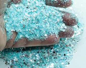 Icy Cold Winter Ice Snow Chunky Poly Glitter Mix for Glitter Epoxy Tumblers  Ships From USA D5-1-3
