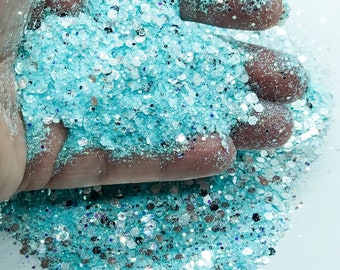 Icy Cold Winter Ice Snow Chunky Poly Glitter Mix for Glitter Epoxy Tumblers  Ships From USA D5-1-3