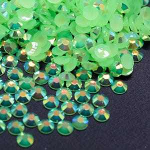 Lime Green AB Jelly Rhinestone Resin Flatback Flat Back 3MM 4MM 5MM Dance Costume DIY, Nail Art, Gem, Jewel, Diamond, Tumbler Project