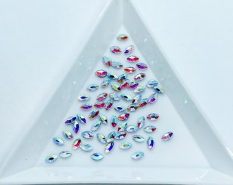 3MM Crystal AB Aurora Borealis Heart Shape Shaped Flatback Flat Back Rhinestone Rhinestones Nail Art Ships From USA