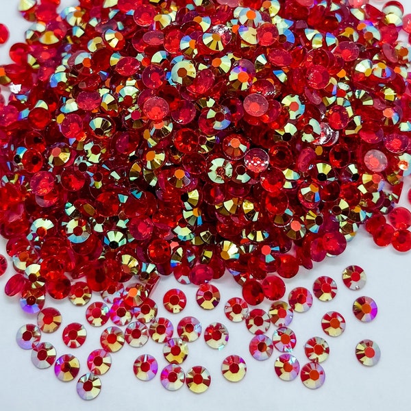 Translucent Red AB Resin Jelly Rhinestone Rhinestones Non Hotfix Flatback Flat Back 3MM 4MM 5MM Ships From USA