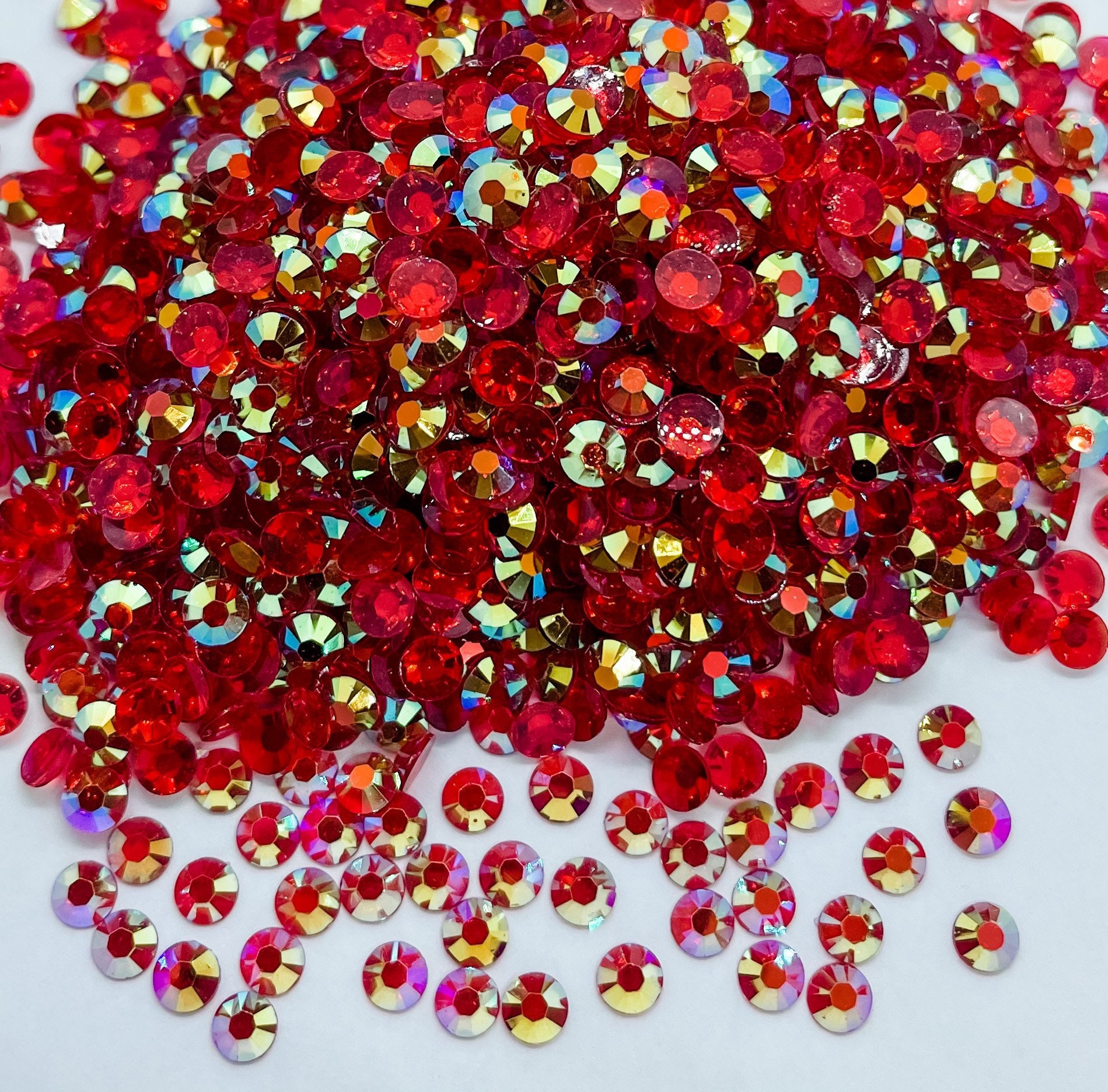  4000Pcs Resin Rhinestones3MM Rose Red AB Round Flatback  Jelly Rhinestones For Crafts DIY Crystal Gems Shiny Diamond For Nails  Design Rhinestones Bulk Tumblers Face Makeup Clothes Shoes
