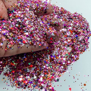 Valentine Cutie Red Pink Silver Valentine&#39;s Day Metallic Holographic Chunky Poly Glitter Mix Epoxy Snowglobe Tumblers Ships From USA D10-1-3
