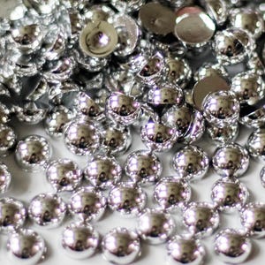 Silver Flatback Pearls Half Round Crafting, Jewelry Making, Shoe Embellishment, & DIY Projects High Quality Easy to Apply Resin Pearl Bead