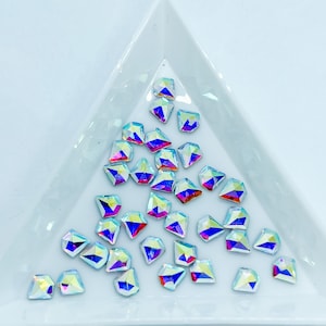Crystal AB Aurora Borealis 5x5mm Diamond Faceted Shape Shaped Flatback Flat Back Rhinestone Rhinestones Nail Art Ships From USA F8-1-2