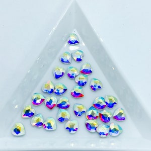 5MM Crystal AB Aurora Borealis Heart Shape Shaped Flatback Flat Back Rhinestone Rhinestones Nail Art Ships From USA F7-1-2
