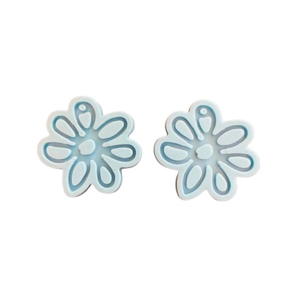 Scribble Daisy Round Flower Flowers Love Earring Earrings Silicon Mold Ships From USA H14-1