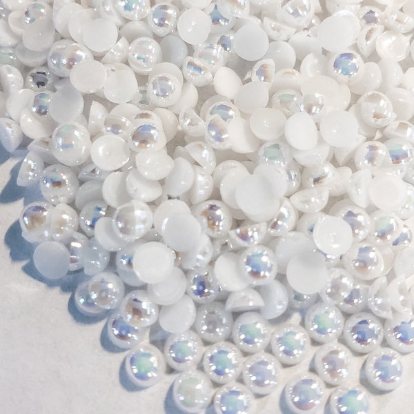 White AB Half Round Pearl Pearls Non Hotfix Flatback Flat Back 3MM 4MM 5MM 6MM Ships From USA