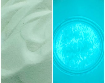 White to Aqua Blue Glow in the Dark #106 Mica Powder 5 GRAM JAR Soap Making Epoxy Crafts Slime Epoxy Tumblers Ships From USA