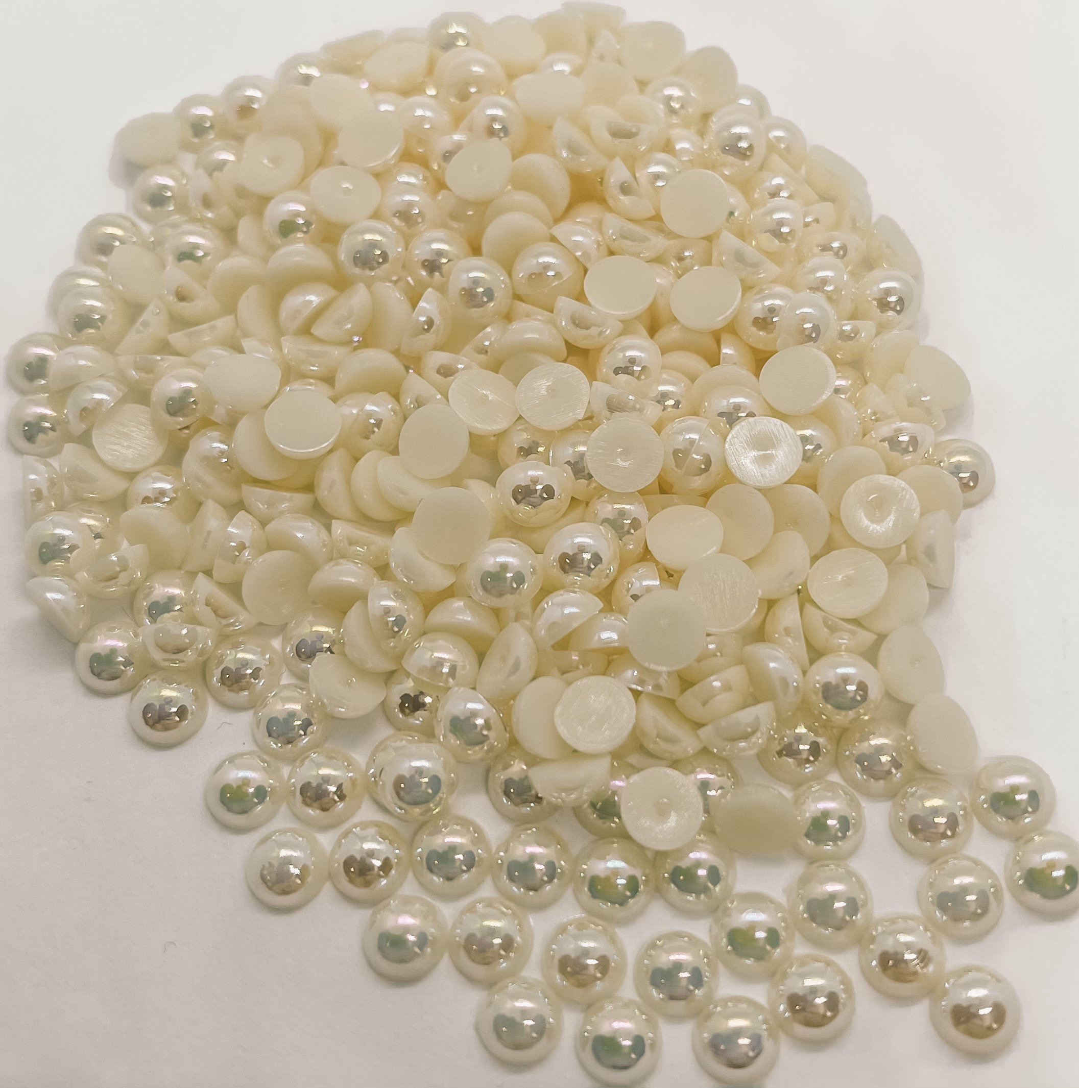 5mm Acrylic Off White Flat Back Pearls-0409-78