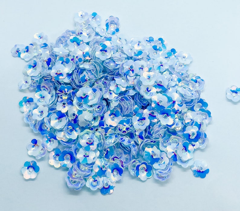 105MM Cupped Domed White Iridescent Flower Petal Sequin Sequins Image 1