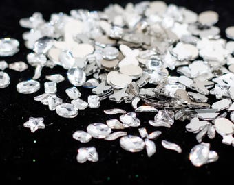 100 piezas de cristales de imitación con parte trasera plana, formas variadas, para decoración de uñas, gemas, abalorios, joyas, diamantes, cristales de disfraz G12-4-3