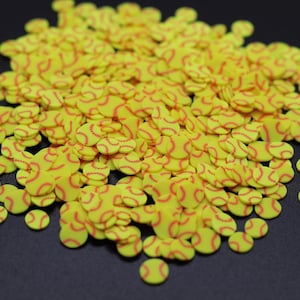 Softball Polymer Clay Slice 5MM for Snowglobe Tumblers, Slime, Hair Gel, Nail Art, Jewelry, Resin, DIY Projects, Crafting, Sports A6-2-2